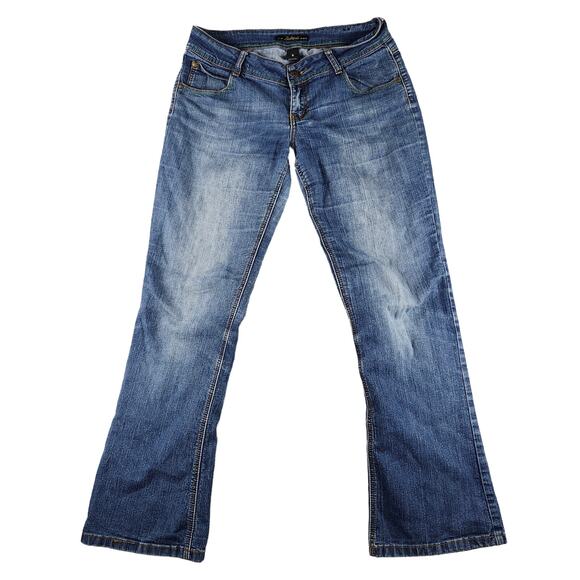 Southpole Women's Denim Blue Jeans - Size 9 Stretch - Plaid Pocket Green - Picture 1 of 11